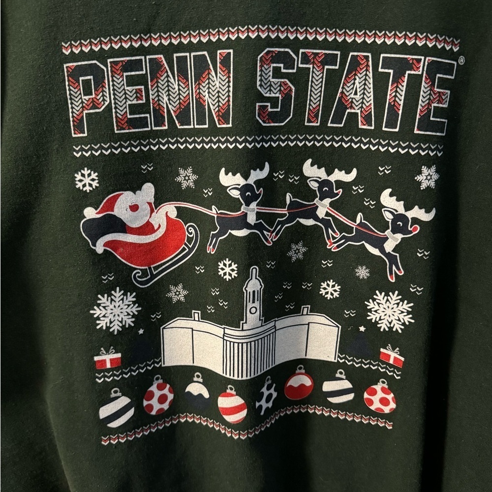 Vintage Penn State Christmas Santa Men's Oversized Sweatshirt 2XL Unisex Green - Picture 3 of 9
